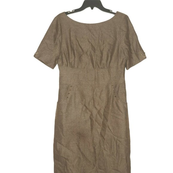 Antonio Melani Brown Academia Herringbone Wool Blend Dress 8 - Picture 6 of 11